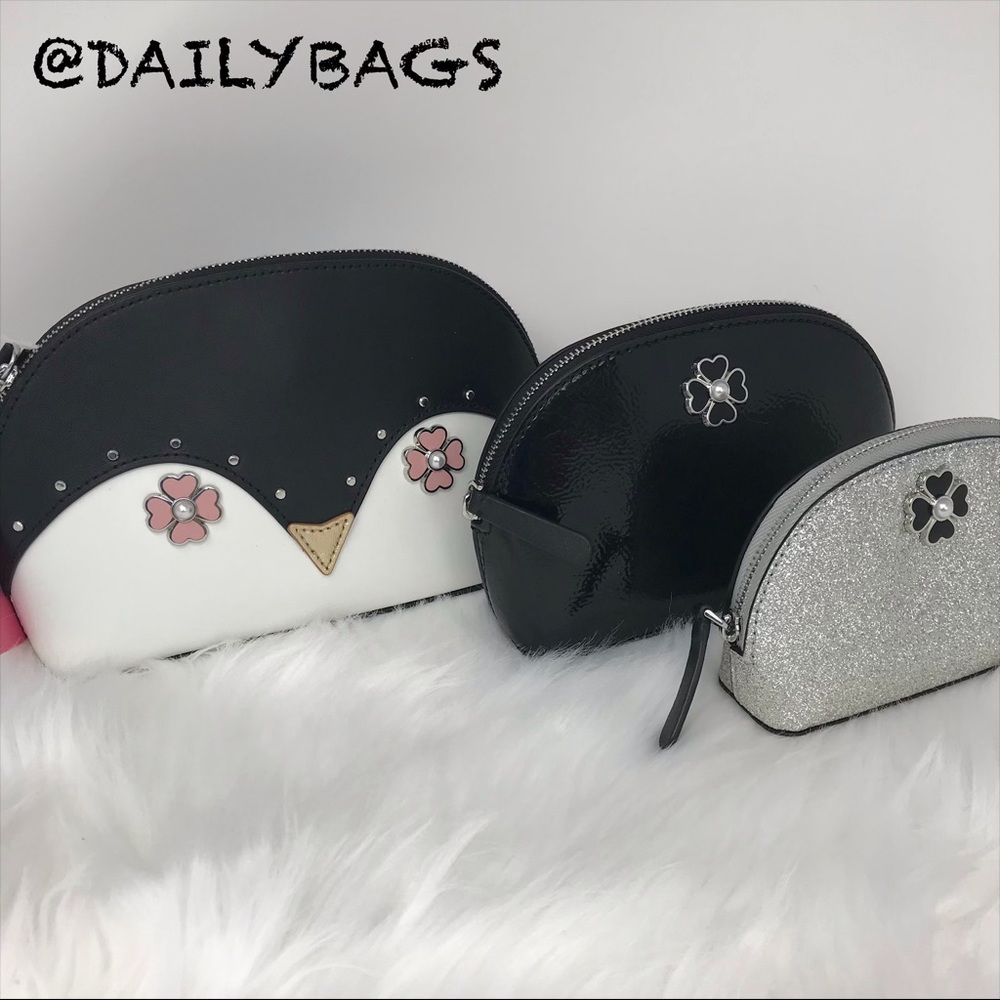 KATE SPADE PENGUIN FROSTY TRIPLE COSMETIC DOME - Picture 3 of 7